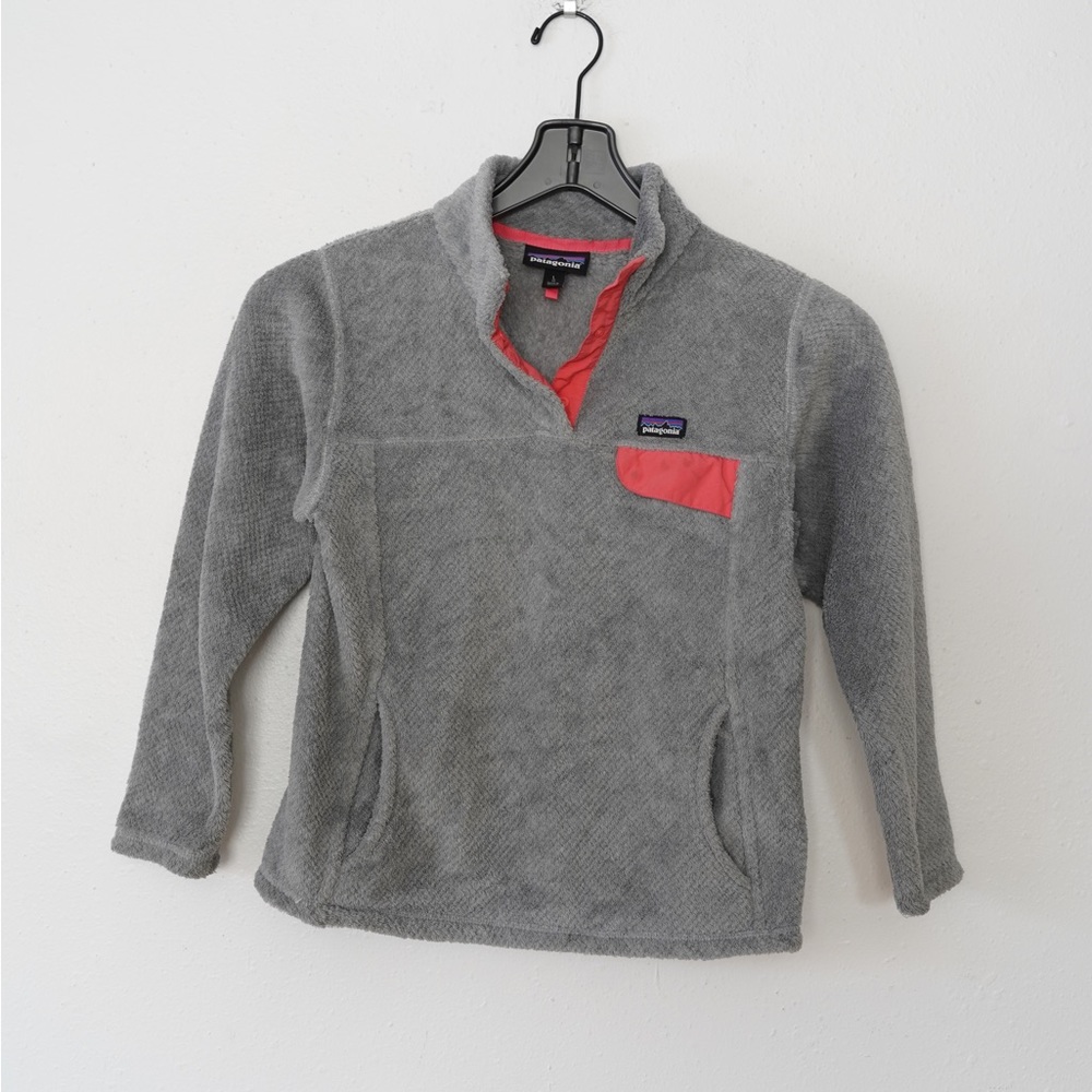 Patagonia Girl's Re-Tool Snap-T Polartec Fleece Pullover Size L (12) Gray